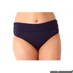 Anne Cole Women's Plus Size Live in Color High to Low Convertible Waist Shirred Swim Bottom Dark Blue B07CJ7KH1S